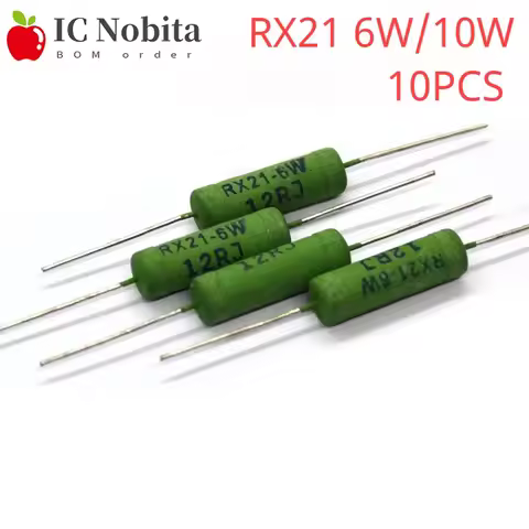 10PCS RX21 6W 10W Wire Wound Resistance 5% 0.01~33K 1R 10R 100R 1K 10K 12K 15K 18R 20R 22R 24R 27R 3