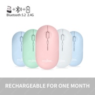 GOOJODOQ Bluetooth Wireless Gaming Mouse Rechargeable Ultra Thin Silent Pink Mouse For Tablet Laptop