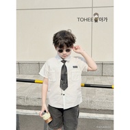 TH25A0034 - Tohee boys' shirt with loose, airy form, combined with chest pocket for children 8-30Kg