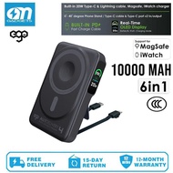 EGO AllyDelivery4  Magsafe 10000mAh 3c certified 6in1 powerbank With Built-in Lightning cable, Typec