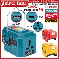 MILWAUKEE 200W DC AC Power Inverter Generator MAKITA DEWALT BOSCH M18 18V 20V Battery USB Type-C LED