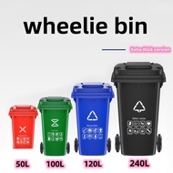 30/50/100/120/240L Durable TRASH BIN - Impact Resistant Garbage Bin with Solid Wheels