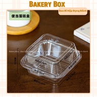 50 Hộp Bento Nhựa Trong Suốt Đựng Bánh Ngọt Hộp PET Vuông Trong Nắp Gập Đựng Tiramisu Bánh Tart Mini