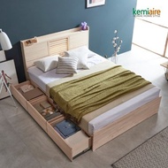[Chemière] Cypress solid wood (seamless) Gallery queen bed frame (drawer type) KFR-101Q