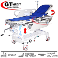 German Medicare Single Crank Turn Medical Hospital Nursing Ambulance Bed Transport Trolley Wheelchair Homecare Treatment Bedstead Rack Mattress Infusion Stand Tilam Katil