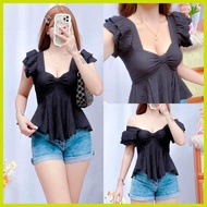 ➭ ﹊ ✨ ∯ Barbara Peplum Ribbon Sexy Top