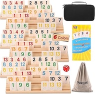Rummy Cube 6 Colors Upgraded Edition with 6 Wooden Racks,160 Tiles Rummy Cube Game Original with Por