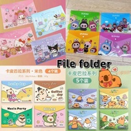 A4 Cartoon 4pcs File folder/Sanrio File folder/Capybara File folder/Labubu File folder/School studen