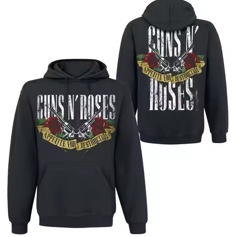 Pop 2026 Guns N 'Roses Rock Punk Retro European and American Loose Men's Hoodie Sweatshirt and Jacke