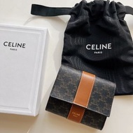 Celine Triomphe三摺羊皮銀包 全新