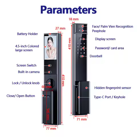 Smart Fingerprint Lock S90 Jlink WiFi 3D Facial Palm Vein Recognition Rechargeable With Dual WIFI Ca