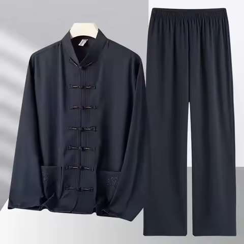 Chinese Men Taichi Uniform Kung Fu Suit Embroidery Tai Chi Clothing Shirt+Pant Wushu Chinese Traditi