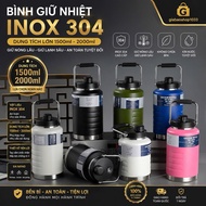 Thermal Iron Handle Bottle 1500ML>2500ML Large Capacity, Short Shape, Wide Mouth, Sturdy Handle