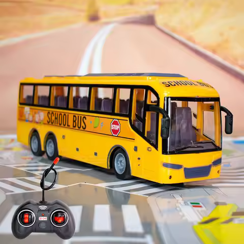 2.4G 4CH RC Tour Bus Electric Car with Lights Remote Control Bus Children Sightseeing Bus Model Boy