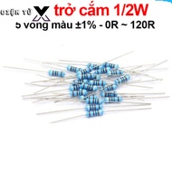[COMBO PRICE] (100 pieces) Plug-in resistor 1/2W 5 color rings ±1% - value 0R to 120R