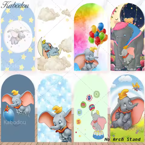 Arch Dumbo Background Photo Cover Kids Boys First Birthday Party Decorations Flying Elephant Baby Sh