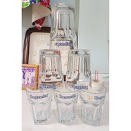 Set of 6 extra thick transparent glass cups 250ml (Hoegaarden gift)