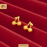 Everhoney 916 Gold Plated Lovely Butterfly Cherry Gold Stud Earrings For Women Girls