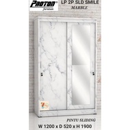 Lemari Pakaian 2 Pintu Sliding Smile - Lemari Baju 2 Pintu Minimalis Kaca Full Satu Pintu - Medan
