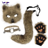 [Simhoa] Canine Costume Set with Mask Furry Canine Cosplay Accessories Animal Mask Set Furry Soft To