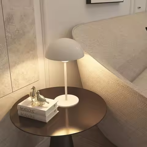 Mushroom Small Table Lamp Living Room Bedroom Study Bedside Table Lamp E14 Simple Black White