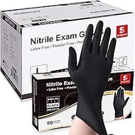 Schneider Nitrile Exam Gloves, Black, XL, Case of 1000, Disposable Nitrile Gloves, Latex Free, Powder Free, Food Safe, Non-Sterile - for Medical, Cleaning &amp; Cooking Gloves, Rubber Gloves