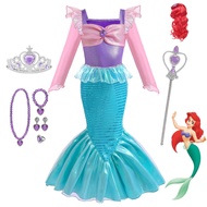 【Uhome】Mermaid Costume Girls Birthday Party Mermaid Dress Kids Halloween Cosplay Ariel Princess Cost