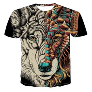 New Wolf 3D Printed Animal Cool Funny Men's T-shirt Short Sleeve Summer Shirt T-shirt Men's Fashion t-shirt For Men 6XL