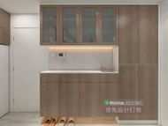 🟧客廳C字櫃玻璃展示飾物櫃門口玄關隔斷櫃電視櫃TV cabinet customied吊櫃裝修公司