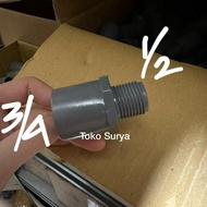 1/2" outer thread socket x 3/4" socket 1/2" x plain outer thread socket 3/4" outer thread socket 1/2