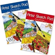 A4 Artists Sketch Cartridge Paper Pad 80gsm 60 Sheets Ideal Chalks,Pencil Pastel