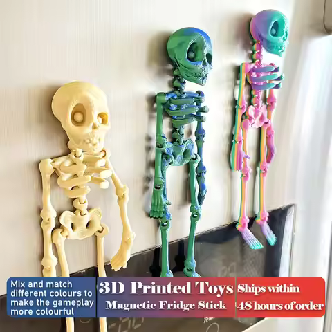 3D Printed Skeleton with Movable Joints Magnetic Fridge Decoration Crafts Bone Model, Funny Refriger