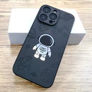 Gradient Laser Astronaut Faux Leather Case For iPhone 16 15 14 13 12 Pro Max iPhone15 iPhone16 16Pro