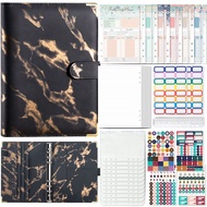 A5 Binder Ledger Marbled Notebook Leather PU 6 hole Binder Cash Budget With Zip Bag 12 Budget card 1