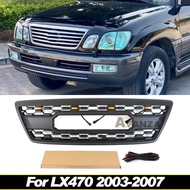 Front Grill W/light Fit For 2003-2007 LEXUS LX470 LX570 Black Grille