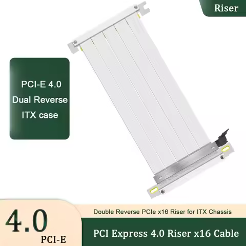 Riser White PCIe 4.0 X16 Cable [RTX3090 3060 RX6900XT Tested] PC Gaming PCI Express Gen4 Dual Revers