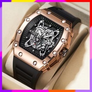 【Hot Sale】 ［ ま ┬ C97 brand men's watch fashion automatic movement barrel luminous waterproof clock sports male's silicone strap quartz wristwatch new