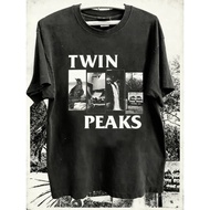 [ada stok] Remake Twin Peaks Basic Charcoal Gaya Retro klasik S-4XL Lengan Grafik Uniseks Lelaki 100