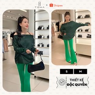 TOHA Women's striped shirt and flared pants Set Made of flexible elastic, stretch viscose PVN10788