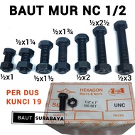1 Box of NC bolts and nuts UNC/ 1/2 HEX black key 19 length 1 (2.5cm) inches to 6 inches (15 cm).