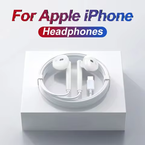 Headphones For Apple iPhone 14 13 12 11 Pro Max Wired Earphones X XS XR 7 8 6 Bluetooth Earplugs Acc