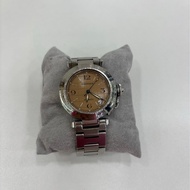 Cartier 卡地亞 ，帕莎PASHA DE CARTIER/自動機械機芯，鮭魚色格紋錶盤，錶盤 35 單錶