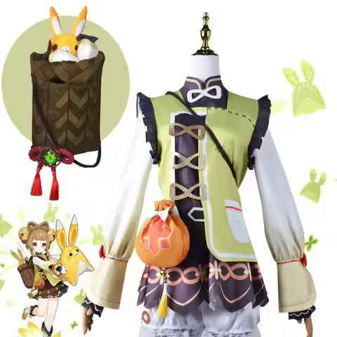 Yaoyao Cosplay Costume Halloween Women Kids Genshin Impact Cosplay Loli Uniform for Including Headge