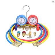 Manifold Gauge Set Air Conditioning Refrigerant Charging Tool Brass Dual-Valve Pressure Gauge with 5ft Hose Quick Coupler Adapters for R12/R22/R134a/R502 Refrig  Tolo4.03