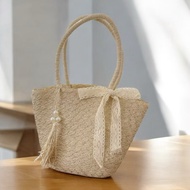 Nón Cói Gaucho Đi Biển Nữ - Mũ Cói Vành Rộng Vintage Ruy Băng Xếp Ly