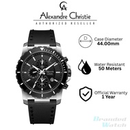 [Official Warranty]Alexandre Christie 6141MCLTBBA Leather Strap 44mm Men's Chronograph Watch Water R