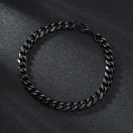 gelang tangan perempuan Sifisrri Punk Men 3/5/7mm Stainless Steel Curb Cuban Link Chain Bracelets Bl