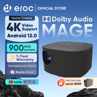 [1 Year Warranty] EROC Mega 8K Mini Projector Screen With WiFi Home Projector portable 900 ANSI / Do
