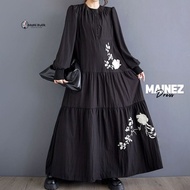 Imani Butik | Fashion Wanita | Dress Mainez | Bahan Katun Kombinasi Bordir Pakaian Muslimah