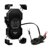 Harlotte 12-24V Motorcycle QC3.0 USB 15W Wireless Charger Mount Motorbike Phone Holder Handlebar USB Charger for Cellphone Power Supply Charging Cable Adapter Charger Universal Adapter